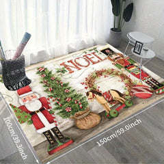 1pc Santa Claus Flannel 3D Living Room Rug - Christmas Essential