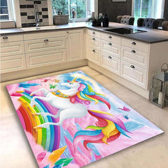 Unicorn Rug For Girls Bedroom Pink Hearts Unicorn Rainbow Area Rug