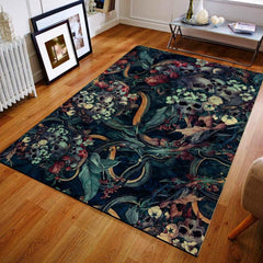 Skull Floral Pattern Area Rug Halloween Theme Carpet Non Slip Floor Mat