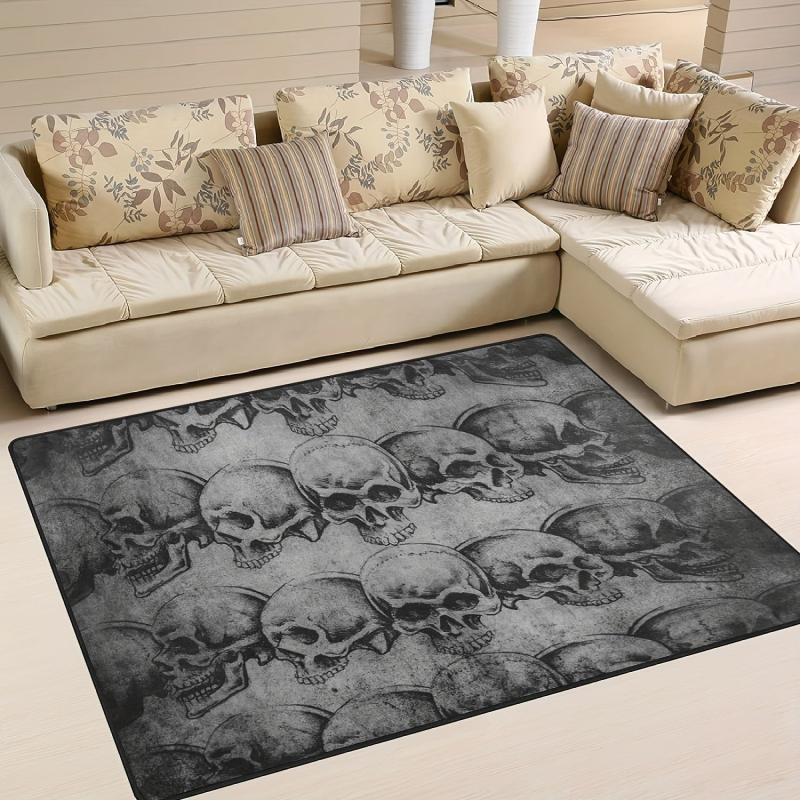 Skull Printed Floor Mat for Halloween Bedroom Decor