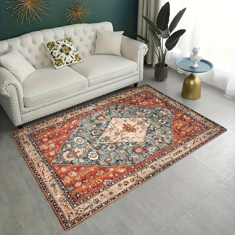 Boho Brown Style Floor Mat for Living Room Decor