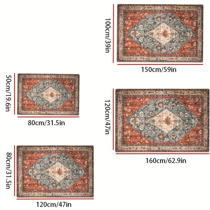Boho Brown Style Floor Mat for Living Room Decor