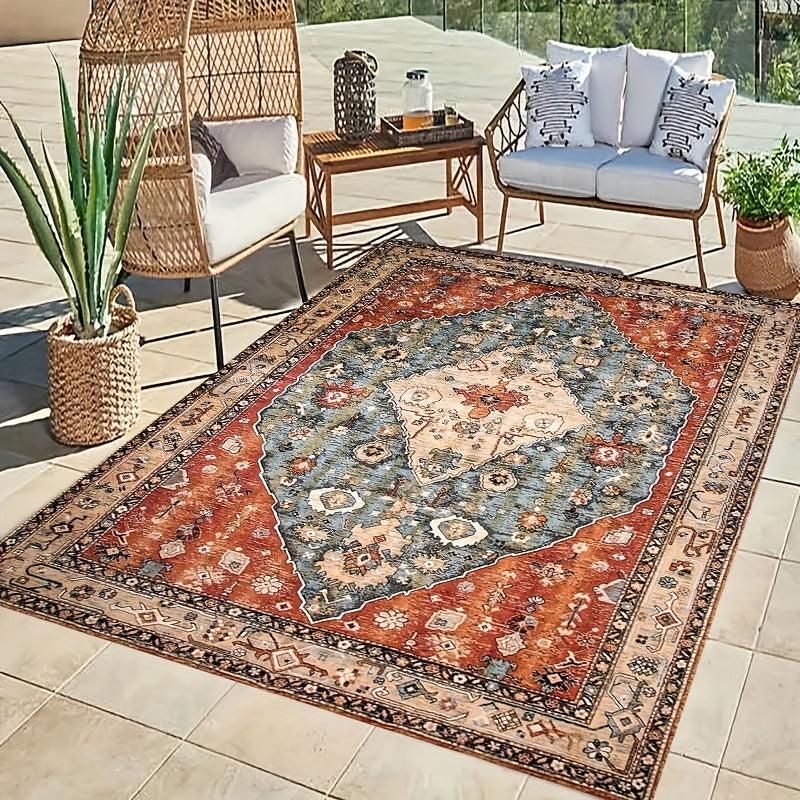 Boho Brown Style Floor Mat for Living Room Decor