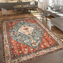 Boho Brown Style Floor Mat for Living Room Decor