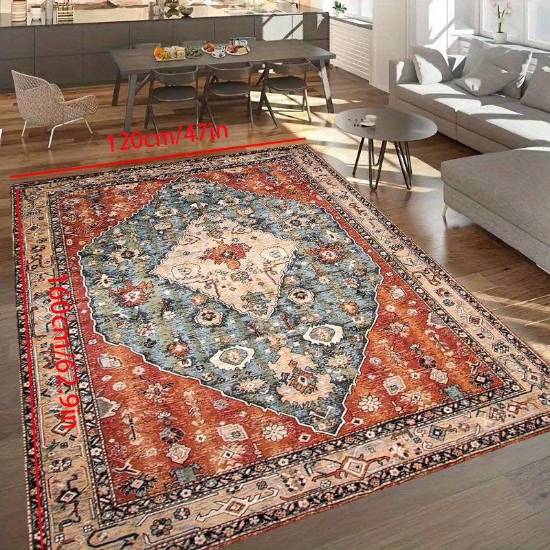 Boho Brown Style Floor Mat for Living Room Decor