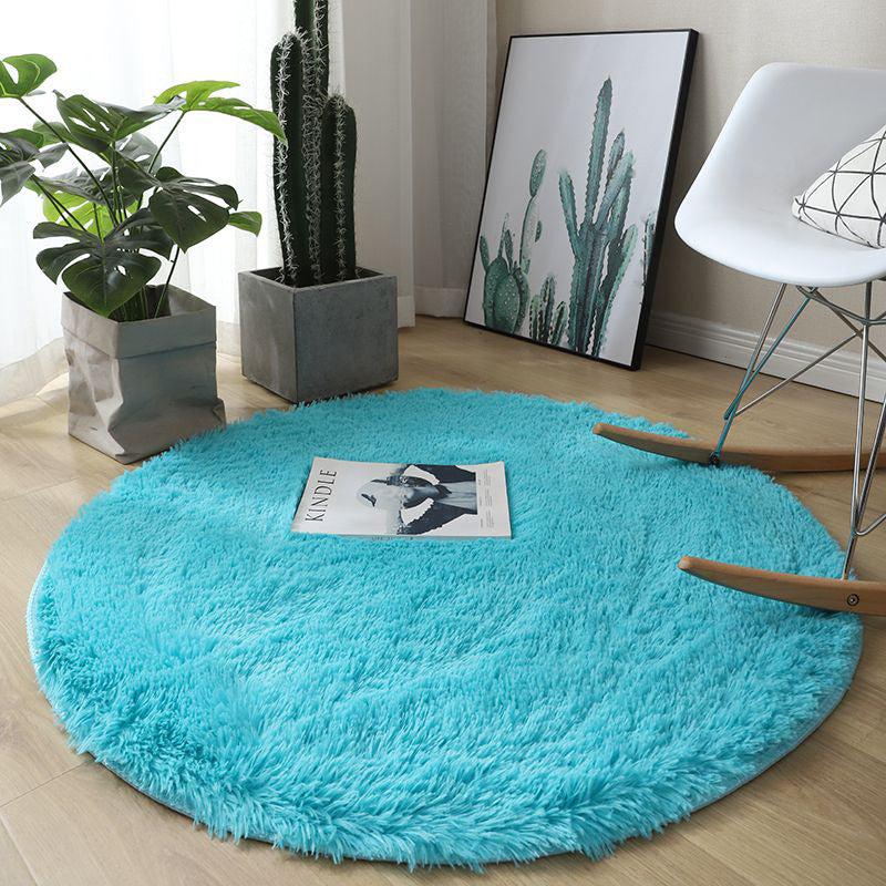 Plush Round Rug for Yoga and Home Decor Solid Floor Mat for Living Room