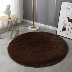 Plush Round Rug for Yoga and Home Decor Solid Floor Mat for Living Room