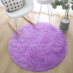 Plush Round Rug for Yoga and Home Decor Solid Floor Mat for Living Room