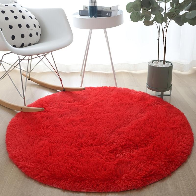 Plush Round Rug for Yoga and Home Decor Solid Floor Mat for Living Room