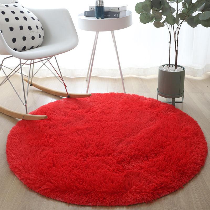 Plush Round Rug for Yoga and Home Decor Solid Floor Mat for Living Room