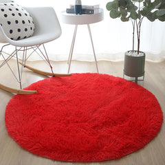 Plush Round Rug for Yoga and Home Decor Solid Floor Mat for Living Room