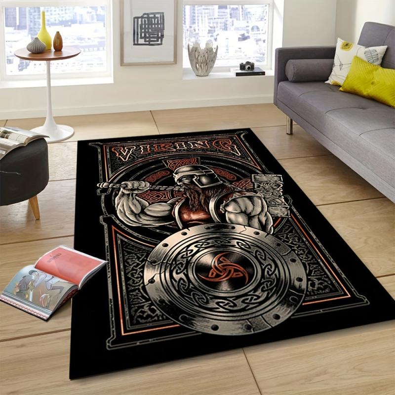 Viking Pattern Area Rug Non-slip Washable Carpet Home Decor