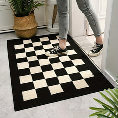 Chessboard Pattern Indoor Door Mat Non Slip Rug for Home Entrance