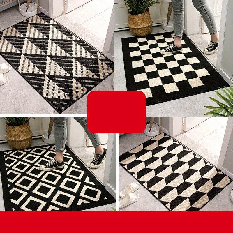 Chessboard Pattern Indoor Door Mat Non Slip Rug for Home Entrance
