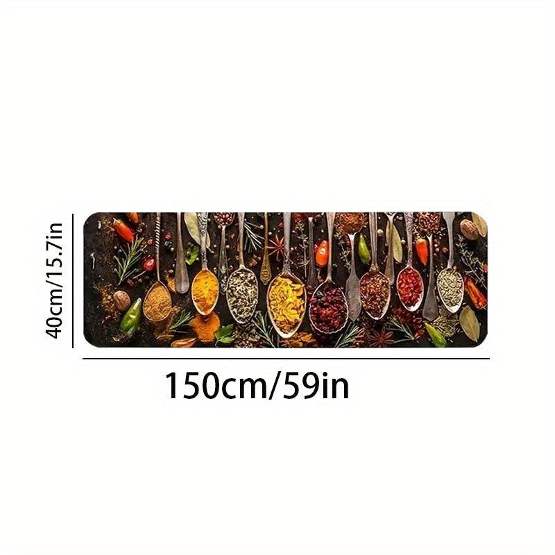 Spice Print Kitchen Mat Anti Slip Polyester Carpet