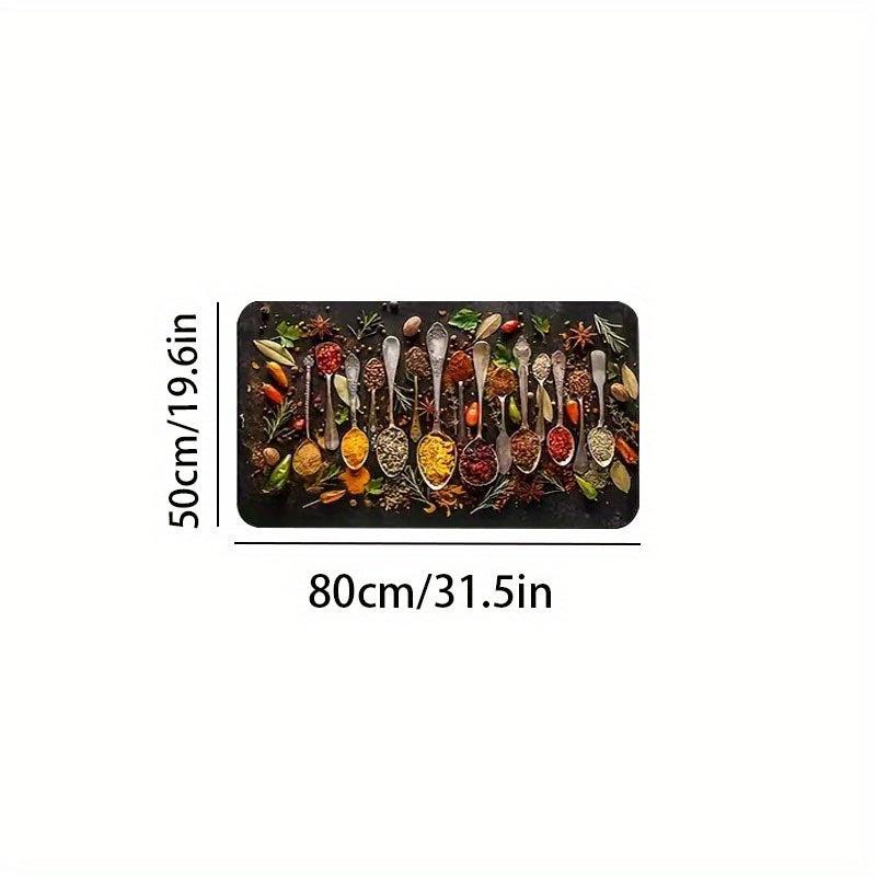 Spice Print Kitchen Mat Anti Slip Polyester Carpet