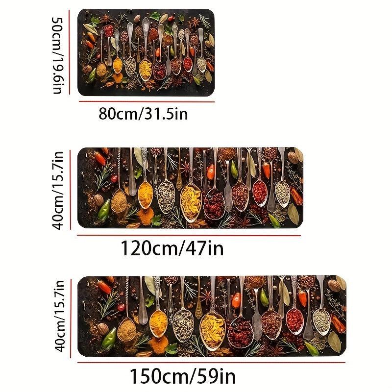 Spice Print Kitchen Mat Anti Slip Polyester Carpet