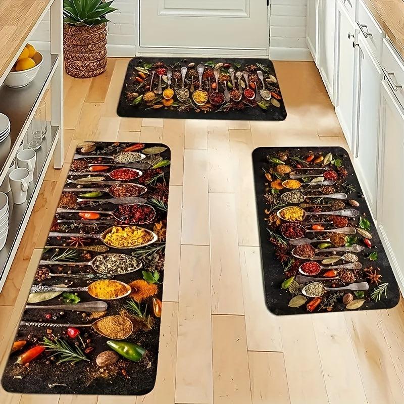 Spice Print Kitchen Mat Anti Slip Polyester Carpet