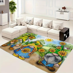 Summer Gnomes Doormat Kitchen Rug Flannel Floor Carpet Mat Anti Slip Boho