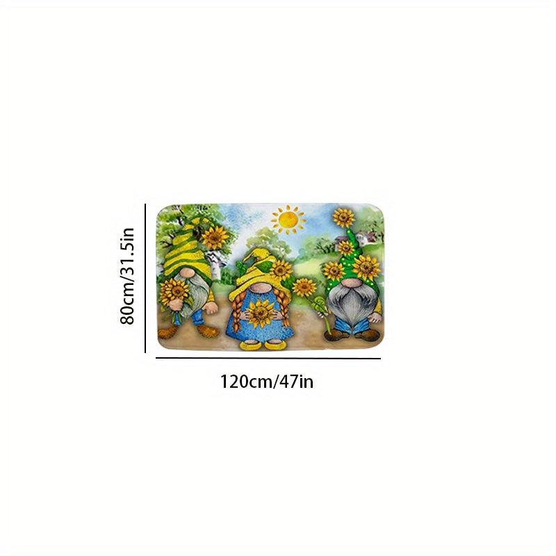 Summer Gnomes Doormat Kitchen Rug Flannel Floor Carpet Mat Anti Slip Boho