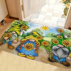 Summer Gnomes Doormat Kitchen Rug Flannel Floor Carpet Mat Anti Slip Boho