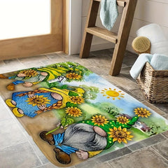 Summer Gnomes Doormat Kitchen Rug Flannel Floor Carpet Mat Anti Slip Boho