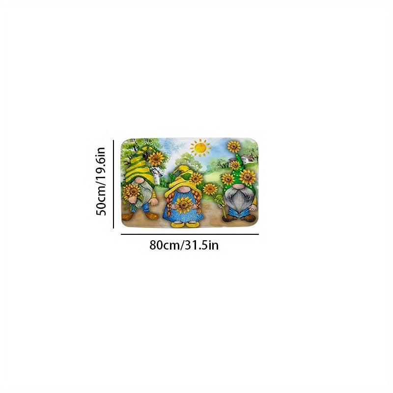 Summer Gnomes Doormat Kitchen Rug Flannel Floor Carpet Mat Anti Slip Boho
