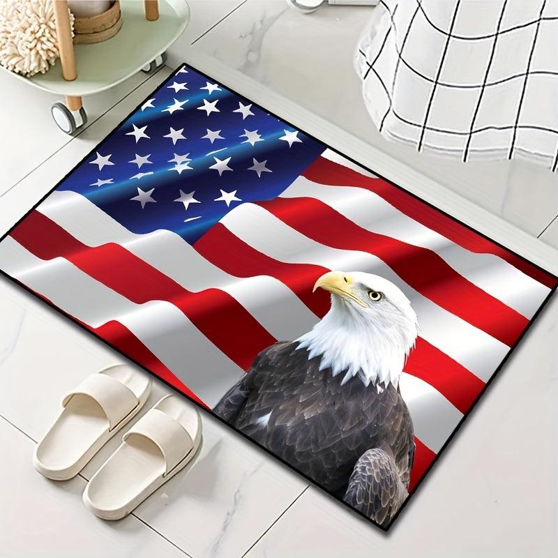 American Flag Outdoor Doormat Patriotic Rugs Machine Washable Anti Slip