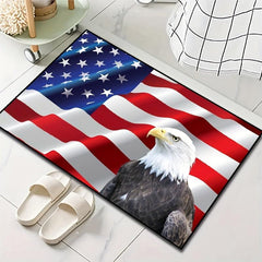 American Flag Outdoor Doormat Patriotic Rugs Machine Washable Anti Slip