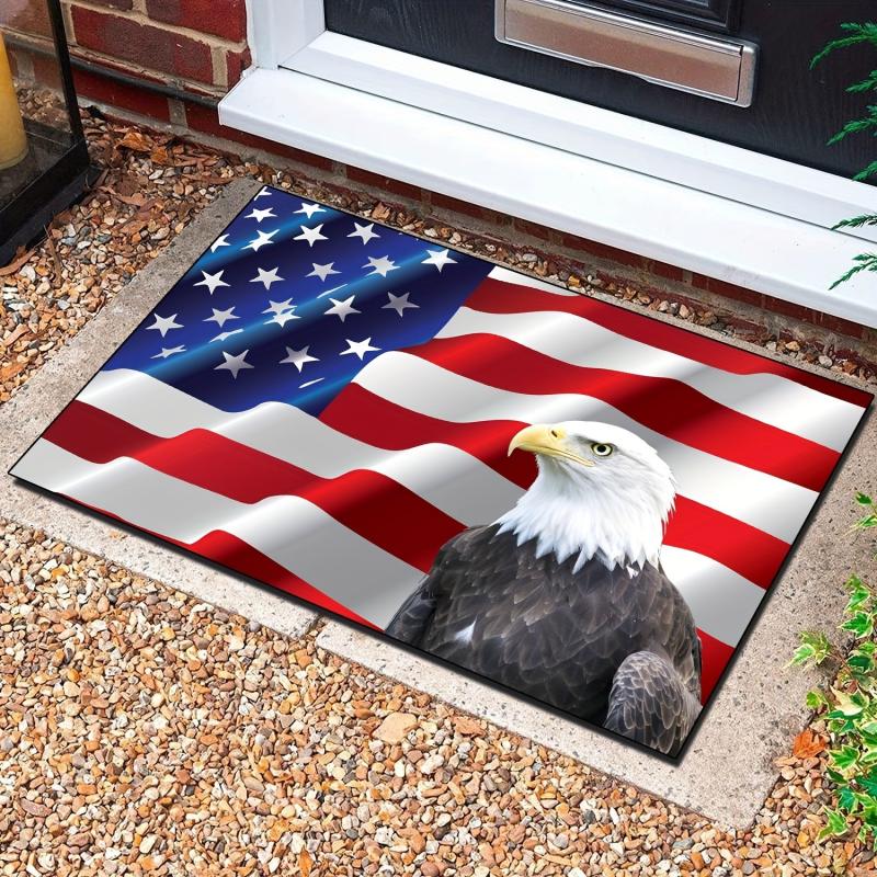 American Flag Outdoor Doormat Patriotic Rugs Machine Washable Anti Slip