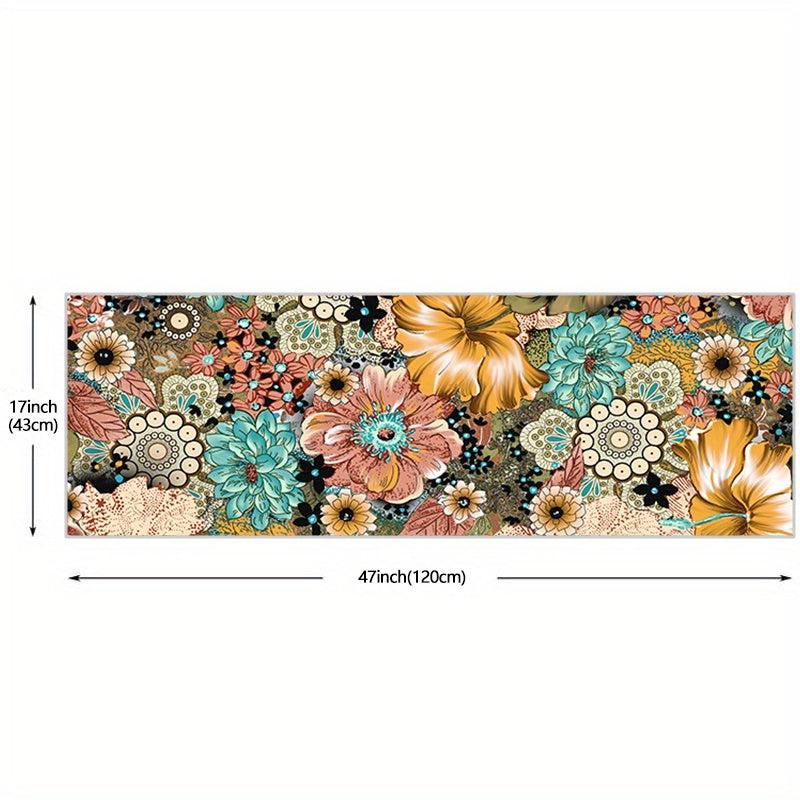 Boho Floral Kitchen Rug Soft Cushioned Comfort Mat Non Slip Foam Floor Mat