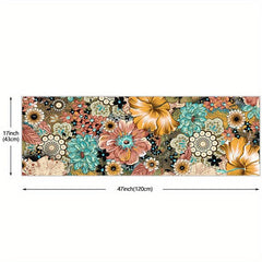 Boho Floral Kitchen Rug Soft Cushioned Comfort Mat Non Slip Foam Floor Mat