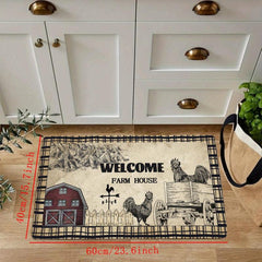 Retro Rooster Kitchen Mat Anti Slip Polyester Carpet Absorbent Bath Mat