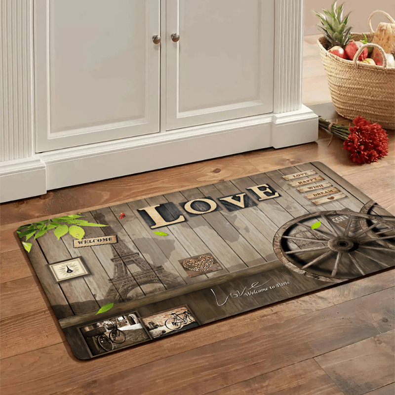 Non Slip Eiffel Tower Kitchen Rug Indoor Doormat Home Decor Stylish