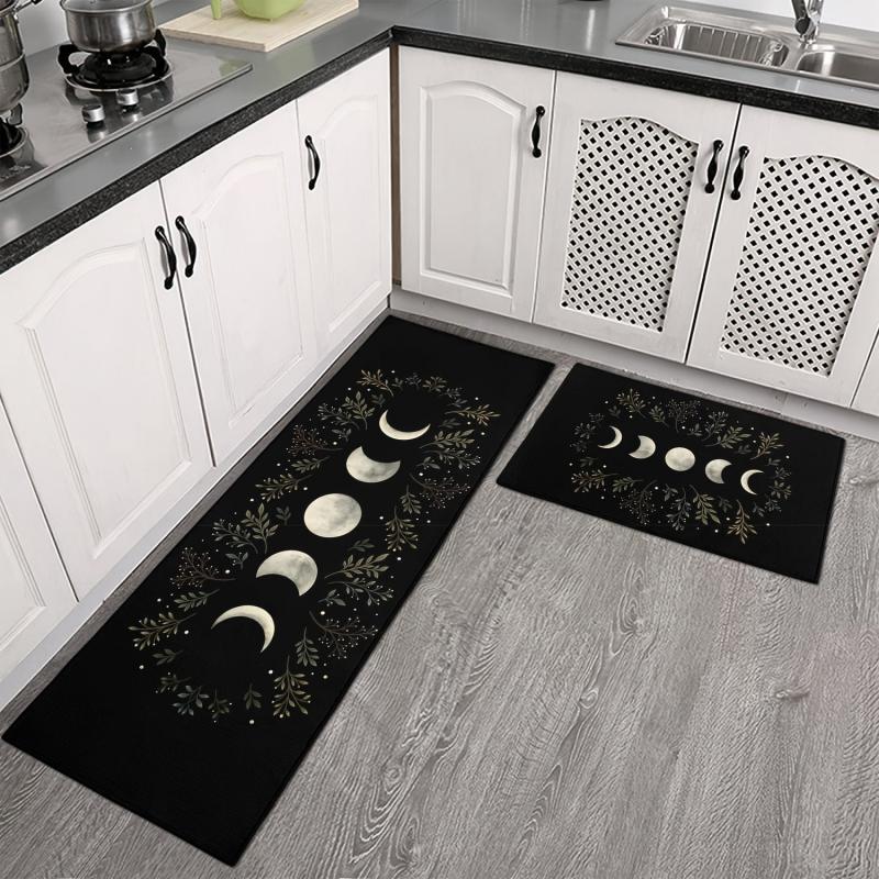 Moon Print Floor Mat Non-slip Kitchen Rug Machine Washable