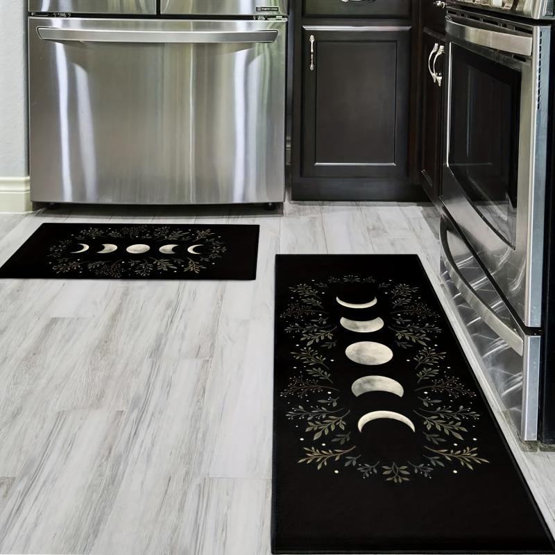 Moon Print Floor Mat Non-slip Kitchen Rug Machine Washable
