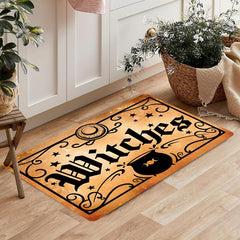 Witchy Halloween Kitchen Rug - Retro Vintage Witches Design Non Slip Floor Mat