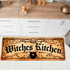 Witchy Halloween Kitchen Rug - Retro Vintage Witches Design Non Slip Floor Mat
