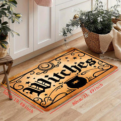 Witchy Halloween Kitchen Rug - Retro Vintage Witches Design Non Slip Floor Mat
