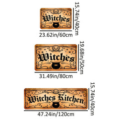 Witchy Halloween Kitchen Rug - Retro Vintage Witches Design Non Slip Floor Mat