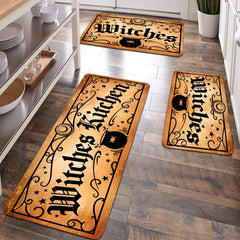 Witchy Halloween Kitchen Rug - Retro Vintage Witches Design Non Slip Floor Mat