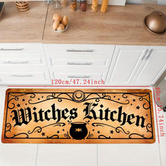 Witchy Halloween Kitchen Rug - Retro Vintage Witches Design Non Slip Floor Mat