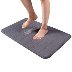 Soft Grey Memory Foam Bath Mat Non Slip Padded Shower Rug