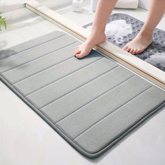 Soft Grey Memory Foam Bath Mat Non Slip Padded Shower Rug