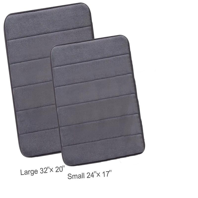 Soft Grey Memory Foam Bath Mat Non Slip Padded Shower Rug