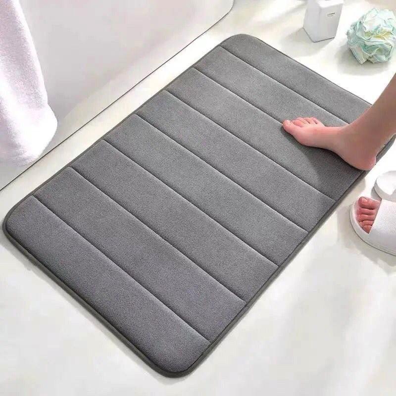 Soft Grey Memory Foam Bath Mat Non Slip Padded Shower Rug