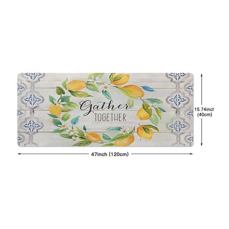 Cozy Living Lemon Wreath Kitchen Mat - Farmhouse Style