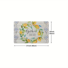 Cozy Living Lemon Wreath Kitchen Mat - Farmhouse Style