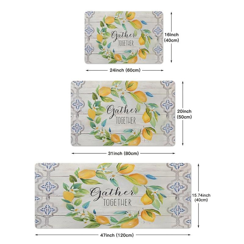 Cozy Living Lemon Wreath Kitchen Mat - Farmhouse Style