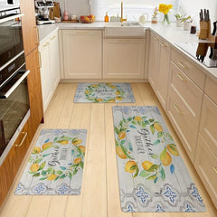 Cozy Living Lemon Wreath Kitchen Mat - Farmhouse Style
